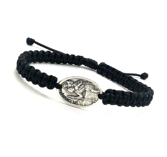 Simple Rope Bracelet With Saint Medal Minimalist Catholic Jewelry