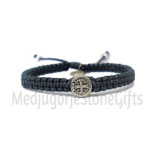 St Benedict Medal Bracelet - Adjustable Cord in Any Color Adult / Teen / Gold