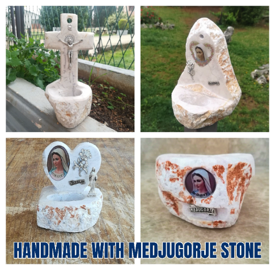 holy water font handmade medjugorje stone
