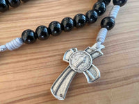 
              Saint Benedict Black White Rosary Chaplet For Confirmation And Communion
            