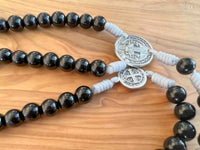 
              Saint Benedict Black White Rosary Chaplet For Confirmation And Communion
            