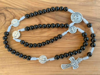 
              Saint Benedict Black White Rosary Chaplet For Confirmation And Communion
            