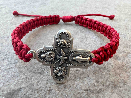 Witchy Charms - Religious Cross Rosary Bracelet for Women Glass Strand  Bracelets - Cross Pendant Charm