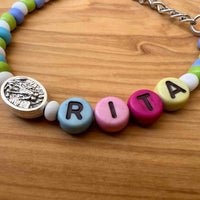 Colorful Beads Catholic Bracelet With Name Personalized