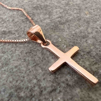 925 Silver Rose Gold Cross Pendant Catholic Religious Gift For Women Girls Grandma Birthday Confirmation Communion Wedding