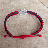 Handmade Macrame Bracelet Miraculous Medal Customizable Colors And Saint Medals Adjustable Religious Cord Bracelet