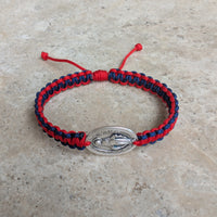 Handmade Macrame Bracelet Miraculous Medal Customizable Colors And Saint Medals Adjustable Religious Cord Bracelet