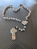 
              Large Catholic Blessing Rosary Natural Stone Beads Handmade In Medjugorje Home Decor
            