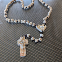 Large Catholic Blessing Rosary Natural Stone Beads Handmade In Medjugorje Home Decor