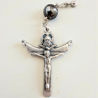 Peace & Protection Catholic Rosary Bracelet – Handmade Hematite Pocket Rosary with Holy Spirit Medal