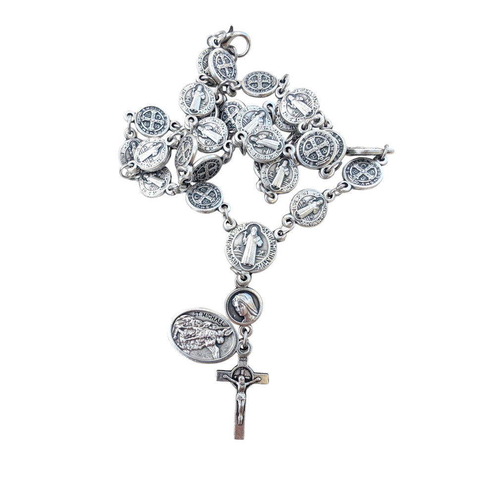 Catholic Rosary with St. Benedict St. Michael And Virgin Mary Handmade Metal Prayer Beads For Spiritual Protection