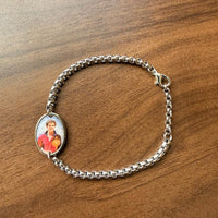 
              Saint Carlo Acutis Adjustable Bracelet – Catholic Chain Bracelet with Color Medal - Religious Christian Gift
            