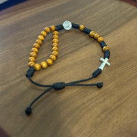 
              Handmade Rosary Bracelet with Carlo Acutis Medal – Olive Wood Beads & Cross – Adjustable Catholic Bracelet from Medjugorje
            