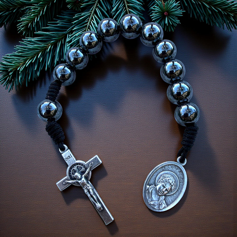 Carlo Acutis Mini Pocket Rosary - Custom Beads & Cord - Handmade in Medjugorje