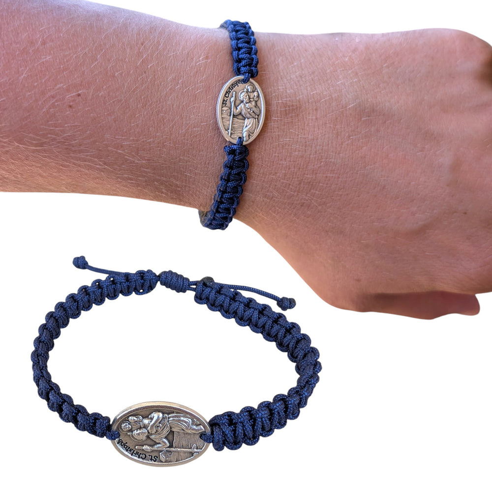 St Cristopher Adjustable Catholic Bracelet Religious Jewelry Gift Patron Saint Protection For Men And Women