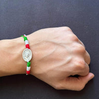 
              Saint Carlo Acutis Flag Bracelet – Handmade in Medjugorje | Adjustable Catholic Cord Bracelet | Faith Gift for Men & Women
            