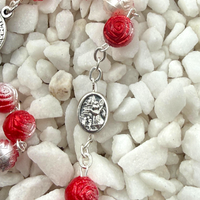 
              Handmade Catholic Prayer Rosary with Semi Colored Saint Michael Medal, Religious Catholic Gift
            