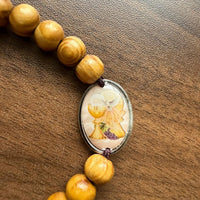 
              Saint Carlo Acutis Olive Wood Adjustable Bracelet - Handmade Catholic Gift from Medjugorje
            