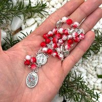 
              Handmade Catholic Prayer Rosary with Semi Colored Saint Michael Medal, Religious Catholic Gift
            