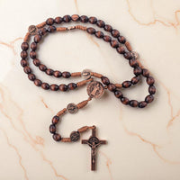 
              St Benedict Rosary Handmade From Medjugorje With Dark Wood Beads & Bronze Crucifix Religious Spiritual Faith Gift
            