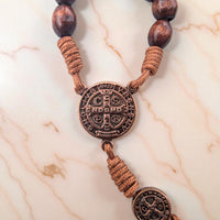 
              St Benedict Rosary Handmade From Medjugorje With Dark Wood Beads & Bronze Crucifix Religious Spiritual Faith Gift
            