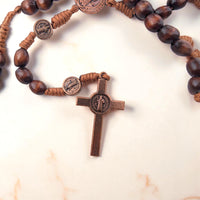 
              St Benedict Rosary Handmade From Medjugorje With Dark Wood Beads & Bronze Crucifix Religious Spiritual Faith Gift
            