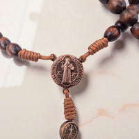 
              St Benedict Rosary Handmade From Medjugorje With Dark Wood Beads & Bronze Crucifix Religious Spiritual Faith Gift
            