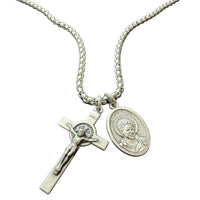 Saint Carlo Acutis & Saint Benedict Christian Adjustable Necklace – Faith Protection Jewelry Handmade from Medjugorje