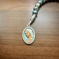 
              Handmade Catholic Mini Rosary, Colored Virgin Mary Medal, One Decade Prayer Gift
            