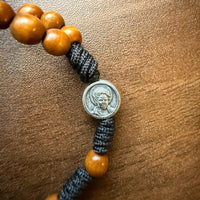 
              Handmade Rosary Bracelet with Carlo Acutis Medal – Olive Wood Beads & Cross – Adjustable Catholic Bracelet from Medjugorje
            