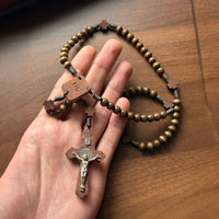 St Benedict Wooden Rosary With Wooden Crosses From Medjugorje Handmade Christian Gift