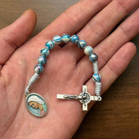 
              Handmade Catholic Mini Rosary, Colored Virgin Mary Medal, One Decade Prayer Gift
            