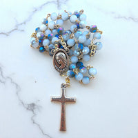 Heavenly Blue Beads Medjugorje Rosary – Divine Mercy & Our Lady | Handmade Catholic Prayer Beads for Peace & Protection