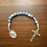 
              Handmade Catholic Mini Rosary, Colored Virgin Mary Medal, One Decade Prayer Gift
            