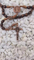 
              St Benedict Rosary Handmade From Medjugorje With Dark Wood Beads & Bronze Crucifix Religious Spiritual Faith Gift
            