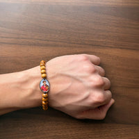 
              Saint Carlo Acutis Olive Wood Adjustable Bracelet - Handmade Catholic Gift from Medjugorje
            