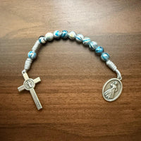 
              Handmade Catholic Mini Rosary, Colored Virgin Mary Medal, One Decade Prayer Gift
            
