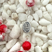 
              Handmade Catholic Prayer Rosary with Semi Colored Saint Michael Medal, Religious Catholic Gift
            