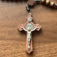 
              St Benedict Wooden Rosary With Wooden Crosses From Medjugorje Handmade Christian Gift
            