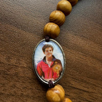 Saint Carlo Acutis Olive Wood Adjustable Bracelet - Handmade Catholic Gift from Medjugorje
