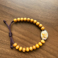 Saint Carlo Acutis Olive Wood Adjustable Bracelet - Handmade Catholic Gift from Medjugorje