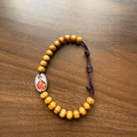 Saint Carlo Acutis Olive Wood Adjustable Bracelet - Handmade Catholic Gift from Medjugorje