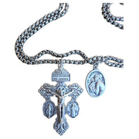 
              Personalized Pardon Crucifix Necklace With Interchangeable Saint Medal And Adjustable Stainless Steel Chain Unisex
            