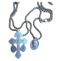 
              Personalized Pardon Crucifix Necklace With Interchangeable Saint Medal And Adjustable Stainless Steel Chain Unisex
            