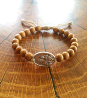 
              Choose Saint Medal Wooden Beads Bracelet
            