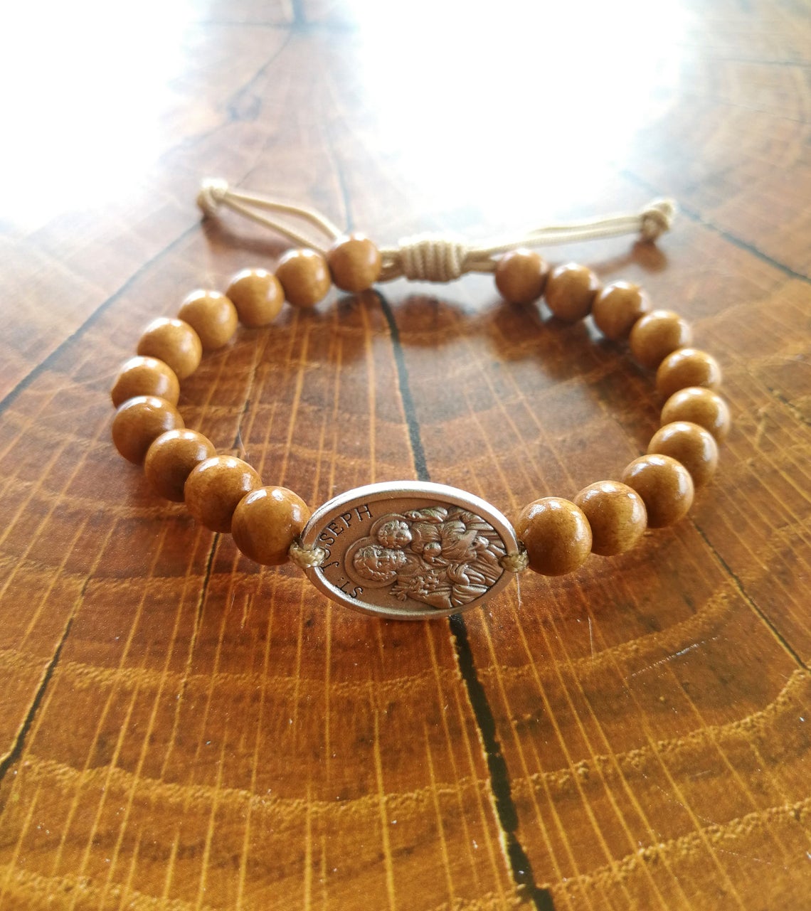 Choose Saint Medal Wooden Beads Bracelet