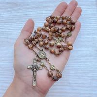 
              Nut Walnut Wooden Beads Rosary, Handmade Catholic Rosary
            