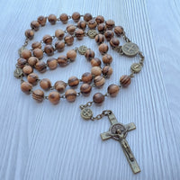 Nut Walnut Wooden Beads Rosary, Handmade Catholic Rosary