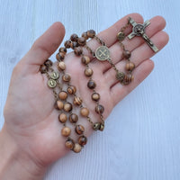 
              Nut Walnut Wooden Beads Rosary, Handmade Catholic Rosary
            