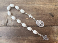 
              Coral Beads One Decade Chaplet, Handmade Rosary With Charm
            